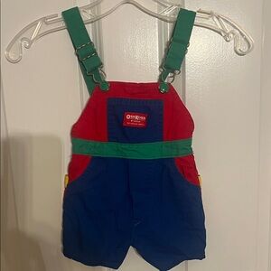 OshKosh B'gosh Red, Green, and Blue Overalls